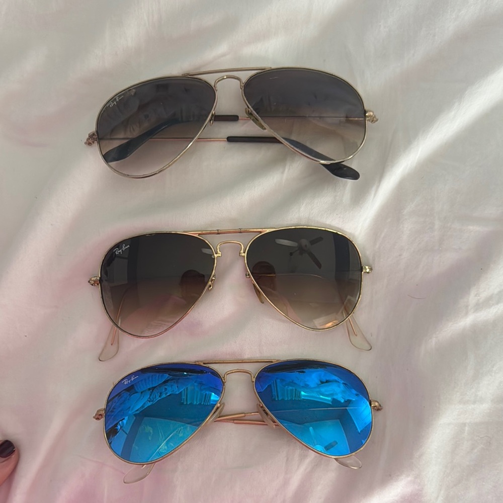 Ray-Ban Aviator Sunglasses Set - Black, Brown, Blue